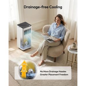 Climatiseur portable Euhomey 10000 Btu 3 en 1, refroidissement, déshumidificateur, ventilateur avec télécommande, blanc et noir - Product Image 6