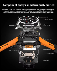 Montre connectée homme femme, moniteur de fréquence cardiaque et d'oxygène sanguin, étanche 3 ATM, écran AMOLED, boîtier métallique, bracelet silicone, fonction réponse aux appels - Product Image 2