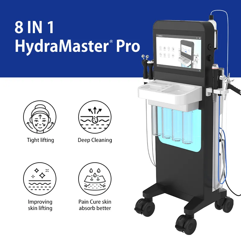 Melhor 8 em 1 Hydra Dermabrasion Machine com Oxigênio Jet Microdermabrasion Facial para Beauty SPA Salon Equipment