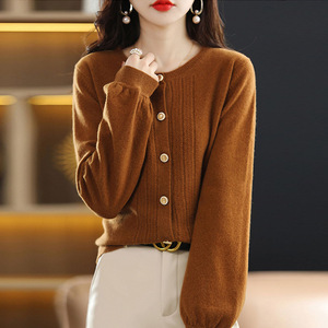 Thời Trang Phụ Nữ Crew Cổ Dài Tay Áo Quá Khổ Đồng Bằng Mùa Xuân Mỏng Áo Len Áo - Product Image 2