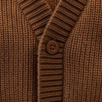 Individuelles LOGO Kinder-Strickjacke Gerippter Langarm-V-Ausschnitt Einfarbig Lässig Winter Herbst Polyester OEM & ODM Fabrik