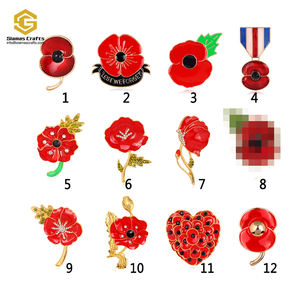 Perhiasan Mode Kristal Berlian Imitasi Berlian UK Poppy Ingat Hadiah Hari Memorial Bros Enamel Pin Kerah - Product Image 3