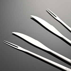 Tenedor coreano para barbacoa de acero inoxidable 304 - Uso en exteriores/hogar - Cuchillo y tenedor para parrilla - Tenedor para carne de res para cocina - Carne para restaurante - Product Image 4