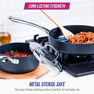 6 Piece Cooking Pots Glass Lids Bakelite Handles Dishwasher Oven Safe Gas <b>Induction</b> Stoves Forged Ceramic Non-Stick <b>Cookware</b> <b>Set</b> - Product Image 3