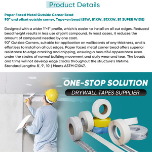 Profilo angolare in metallo rivestito in carta per cartongesso, per rendering e intonacatura esterna e interna personalizzati - Product Image 4