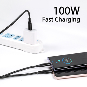 Câble de charge multiple 2-en-1 USB C vers USB C 72W Max 4ft Câble de charge rapide avec gaine en nylon et PVC pour 8P/Ordinateur/Téléphone portable - Product Image 3