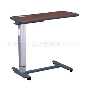 Peter Deng Height <b>Adjustable</b> Hospital <b>Table</b> Wood Color Pedestal Base With Casters For Adults And Elderly - Product Image 3