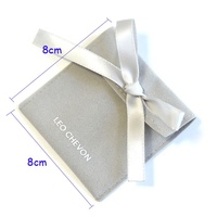 Nouvelle pochette à bijoux en suède avec rabat, design de luxe, logo argenté personnalisé imprimé
