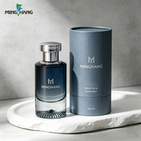 Flacon de parfum en verre bleu dégradé personnalisé 55 ml avec boîte cadeau cylindrique pour parfum