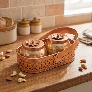 Ensemble de pots à épices en cuivre avec poignée, design chinois traditionnel, couvercles métalliques hermétiques faits à la main, pour la cuisine - Product Image 6