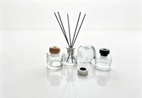 Bouteille diffuseur en verre cylindrique transparente de qualité supérieure 80ml 100ml 120ml 150ml, flacon vide pour parfum et arômes avec bouchon en bois et métal