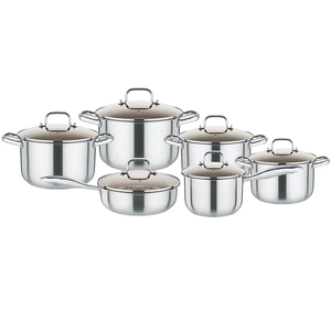 Nhà cung cấp chuyên nghiệp của 201 thép không gỉ hiện đại 12-mảnh Cookware Set gương đánh bóng máy rửa chén lò an toàn biểu tượng tùy chỉnh tùy chọn - Product Image 6