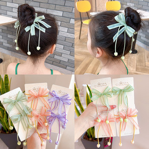 Peinado de moño para niños con lazo para el pelo, accesorio para el cabello de princesa, estilo coreano, lazo para el pelo popular para niñas dulces, cabello lindo - Product Image 1