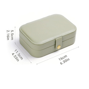Estuche organizador de joyas de viaje verde <span class=keywords><strong>oliva</strong></span> de cuero para mujer, Cajas de Regalo de joyería portátiles para collar, anillos, pulsera, pendientes - Product Image 2