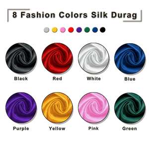 Durags en satin soyeux personnalisés avec logo, durags de créateur unis avec longue queue pour hommes, durags en soie - Product Image 4