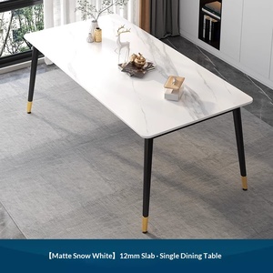 סט שולחן אוכל יוקרתי ל-6 סועדים עם כסאות ומשטח שיש, ריהוט עץ מודרני לשימוש ביתי ובסדנה - Product Image 5