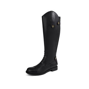 Bottes longues pour femme, automne 2025, nouveau style coréen, en PU, à rivets, hauteur genou, style cavalier, fermeture éclair arrière, chaudes, mi-hautes - Product Image 1