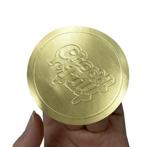 Gold Paper 3D Logo Round Sticker Low MOQ Custom Logo Embossed Logo Seal Label Sticker Waterproof