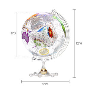 Wellfun8インチ地球世界地図黒赤道国英語ノベルティギフトグローブ地球グローブ装飾グローブ - Product Image 2