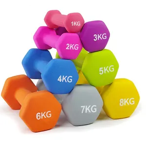Jw sản xuất cung cấp tùy chỉnh phụ nữ Trọng lượng nâng đầy màu sắc Hex Neoprene quả tạ Bộ cho phòng tập thể dục thiết bị