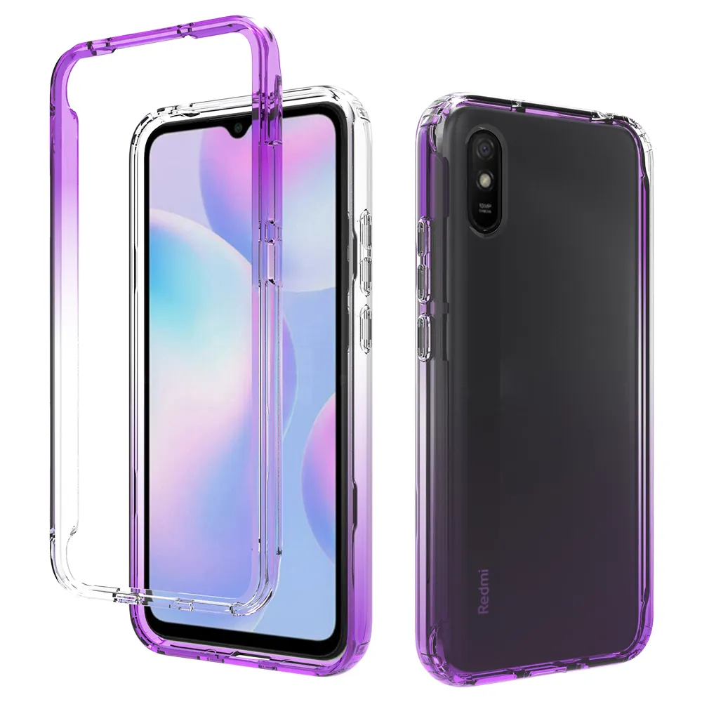 Pc Front Frame + Flexible Tpu Back Cover Two-piece 360 Full Cover Case For Redmi 9a Shockproof Case