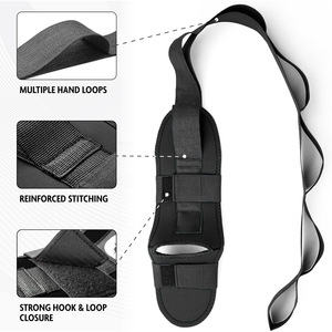 Sangle d'étirement de yoga réglable et segmentée noire pour le fitness et le remodelage corporel - Product Image 5