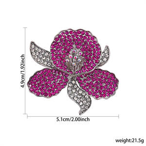 Fleur Broche De Luxe Alliage Plaqué Or Coloré Strass Percé Broche Tempéramental Broches Accessoires Haut De Mariage - Product Image 6