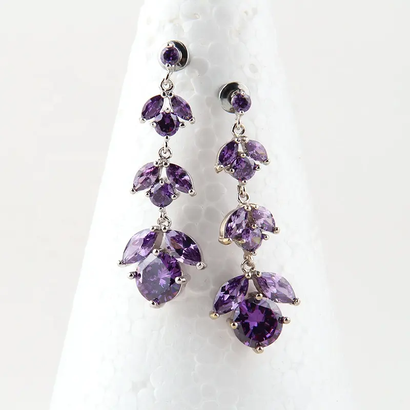 Fashion Women Crystal Chandelier earring Top Quality A +White Black Long Dangling Cubic Zircon Stud Earring