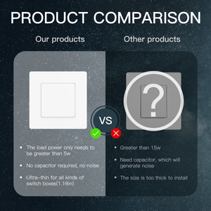 Langyeao 1/2 gang thông minh chuyển đổi Retro cho tuya Wifi điều khiển từ xa Alexa/Google tương thích ABS không có trung tính 10A không có tụ điện EU/UK - Product Image 2