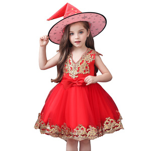 Girls Princess Dress <b>Red</b> <b>Sequined</b> Mesh Halloween Costume A-Line Chiffon Dress for Children Medium Large Size - Product Image 5