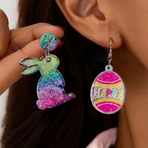 Pendientes Creativos <span class=keywords><strong>de</strong></span> Pascua, Regalos con Diseño <span class=keywords><strong>de</strong></span> Dibujos Animados, Pendientes <span class=keywords><strong>de</strong></span> Aleación con Forma <span class=keywords><strong>de</strong></span> Conejo, Huevo <span class=keywords><strong>de</strong></span> Pascua y Zanahoria, Sin Reseñas Aún - Product Image 3