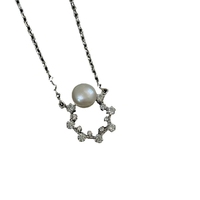 N243 Collier Pendentif Perle en Argent Sterling S925 Plaqué Or pour Femme, Luxe Léger, Style Niche Simple, Chaîne Cordon Tendance Ins, Cadeau
