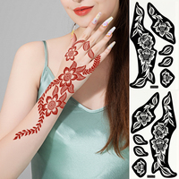 Pochoir de tatouage au henné temporaire personnalisé pour dessin floral, pochoir de tatouage au henné pour la main entière, autocollant non toxique