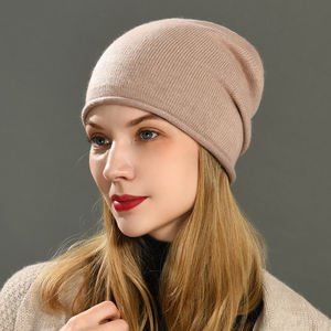 Jxwatcher <span class=keywords><strong>Bonnet</strong></span> d'hiver personnalisé pour <span class=keywords><strong>femme</strong></span>, en cachemire tricoté, doux, uni, style slouchy, à bord bouclé, décontracté - Product Image 4