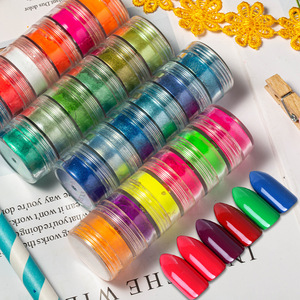 6 Polvos Acrílicos Fluorescentes Profesionales de Colores Mezclados Brillantes para Uñas, Polvo para Manicura DIY en Tarro - Product Image 1