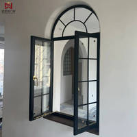 Ventana Francesa Moderna Minimalista de Aluminio con Perfil Delgado, Ventana Francesa Clásica de Doble Hoja con Rejillas Decorativas