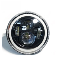 Phares de moto à LED H4 avec feux de croisement/route, anneaux lumineux DRL, 12V 6000LM 6000K, ajustement universel 5.75/7 pouces 30W