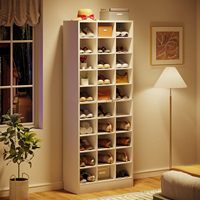 Meuble à chaussures moderne en bois, minimaliste, multifonctionnel, blanc, 10 niveaux, autoportant, pour appartement familial