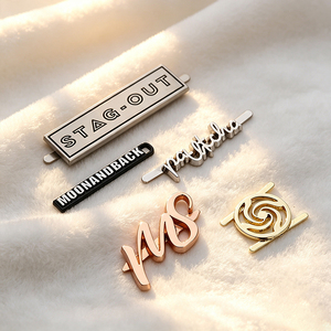 Custom Metal Sewing Labels Personalized Logo Tags Private <b>Name</b> <b>Plates</b> Laser Cut Self-Adhesive Eco-Friendly for Bags Clothing - Product Image 2