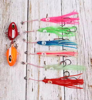 Tête métallique OEM 100g-300g, crochet d'assistance de plate-forme de pêche lumineux avec tête de gabarit en plomb, leurre de poulpe pour espèces de thon et de brochet pour le jigging