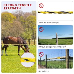 Corda per Recinzione Elettrica Portatile, Resistente ai Raggi UV e alla Ruggine, Altamente Visibile, per Cavalli - Product Image 5