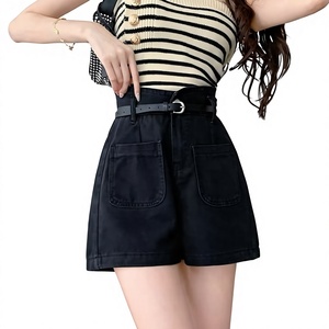 Shorts en jean noir pour <span class=keywords><strong>femme</strong></span>, été 2026, style streetwear, coupe slim, jambe longue droite, coupe trapèze, style Spice Girl, tendance - Product Image 1