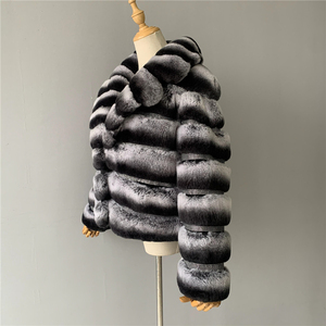 Abrigo de piel de conejo auténtica de China para mujer, abrigo de piel de conejo Rex, <span class=keywords><strong>Chinchilla</strong></span>, Popular, venta al por mayor - Product Image 3