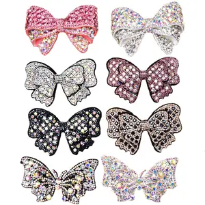 AB color rhinestone bow diamond flower clothing stickers applique DIY handmade shoe bag cravat patch decoration accessories