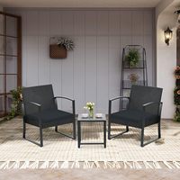 Ensemble de meubles de jardin en osier Danlong, 3 pièces, ensemble de chaises en rotin moderne avec table basse pour la cour