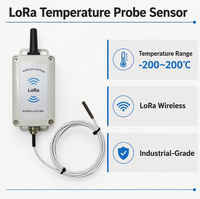 Sensor Suhu Nirkabel LoRa Industri PT100 Jangkauan Transmisi 5km Daya Tahan Baterai 5 Tahun untuk Pemantauan Lingkungan Gudang