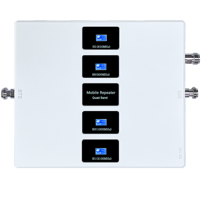 Sypinn Quad 4 Four Band GSM Signal Booster Amplifier Kit 850/900/1800/2100Mhz Mobile Repeater for 2G 3G 4G Cell 5G LTE