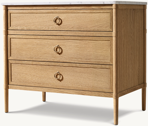 Table de chevet moderne à <span class=keywords><strong>3</strong></span> tiroirs en bois massif Table de chevet de chambre à coucher Armoire de rangement Table de chevet fermée en marbre François - Product Image 2