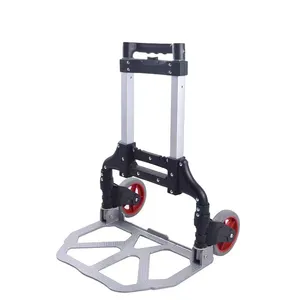 Aluminum Alloy Folding Luggage Carts Binodal Pushbutton Type Household Trolley Outdoor Shopping Hand Carts