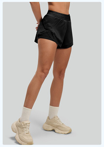Shorts Deportivos 2 en 1 para Mujer, Cintura Elástica, Dobladillo Dividido, Transpirables, Secado Rápido, Forro Interior, para Entrenamiento Deportivo, OEM ODM, Venta al Por Mayor - Product Image 4